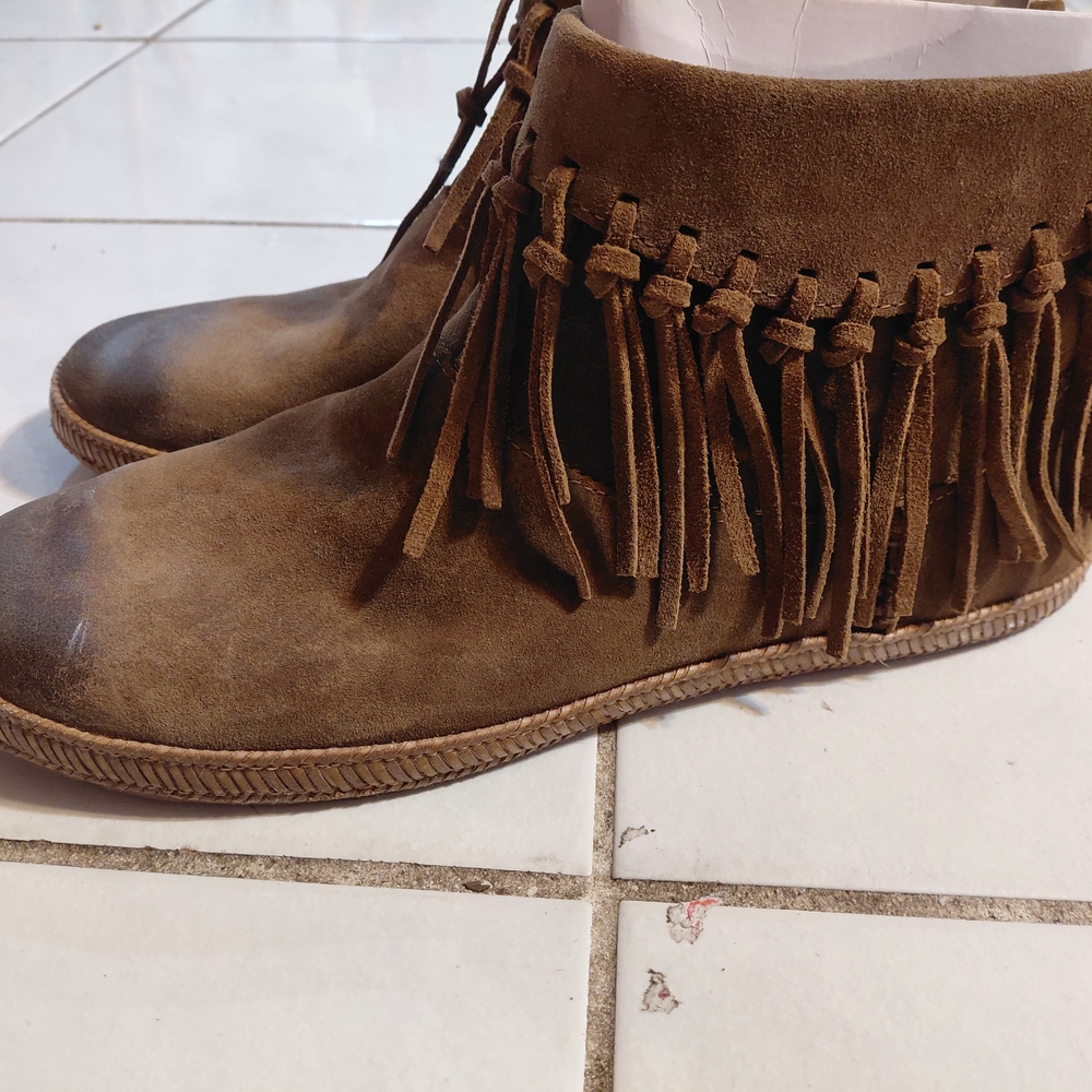UGG Brown Fringe Ankle Booties